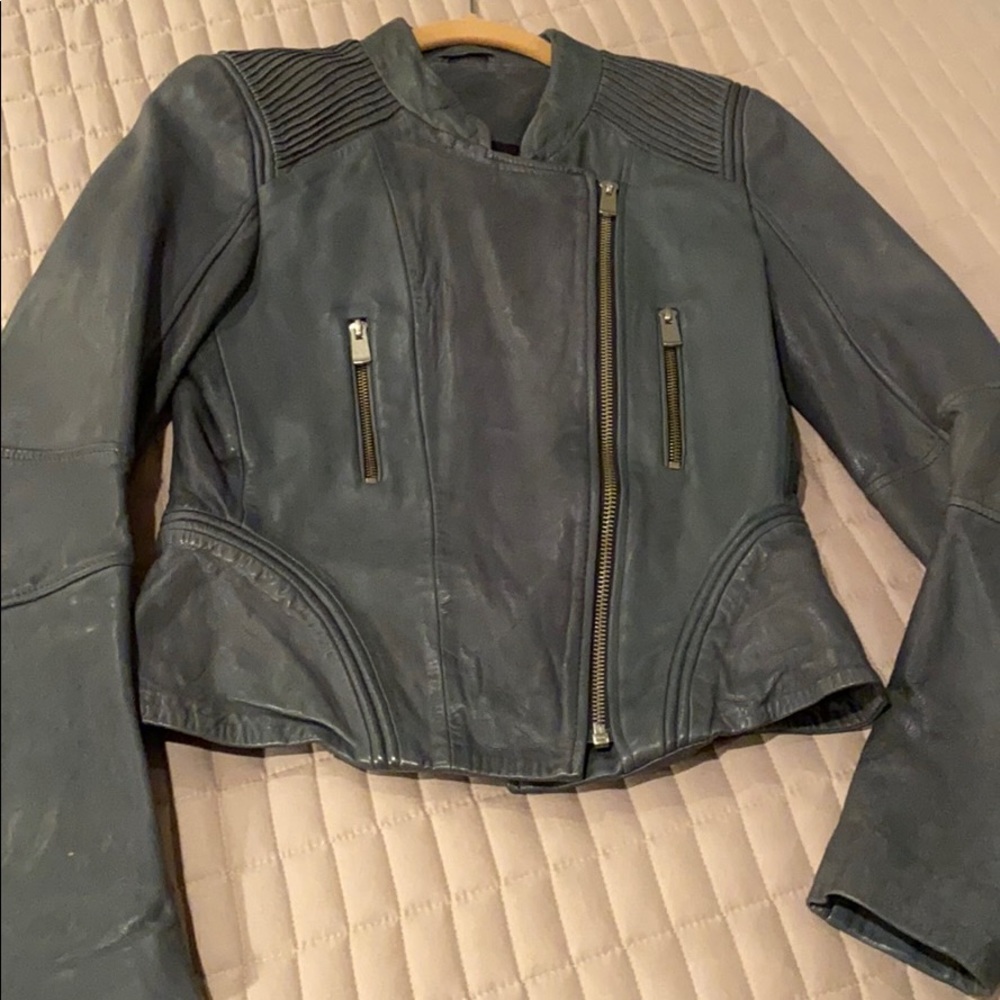 Maje leather zippered jacket size 38